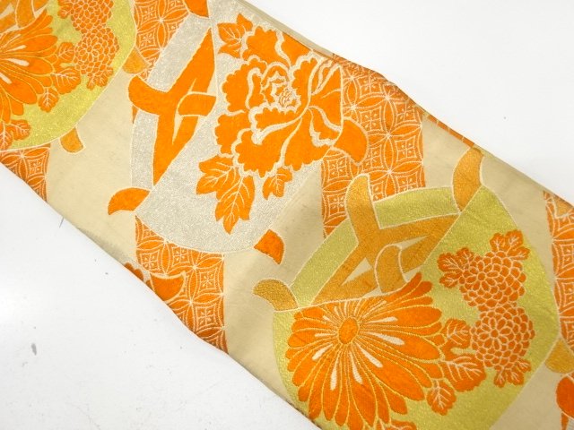 JAPANESE KIMONO / ANTIQUE OBI FOR KIDS / SILK / WOVEN FLOWER